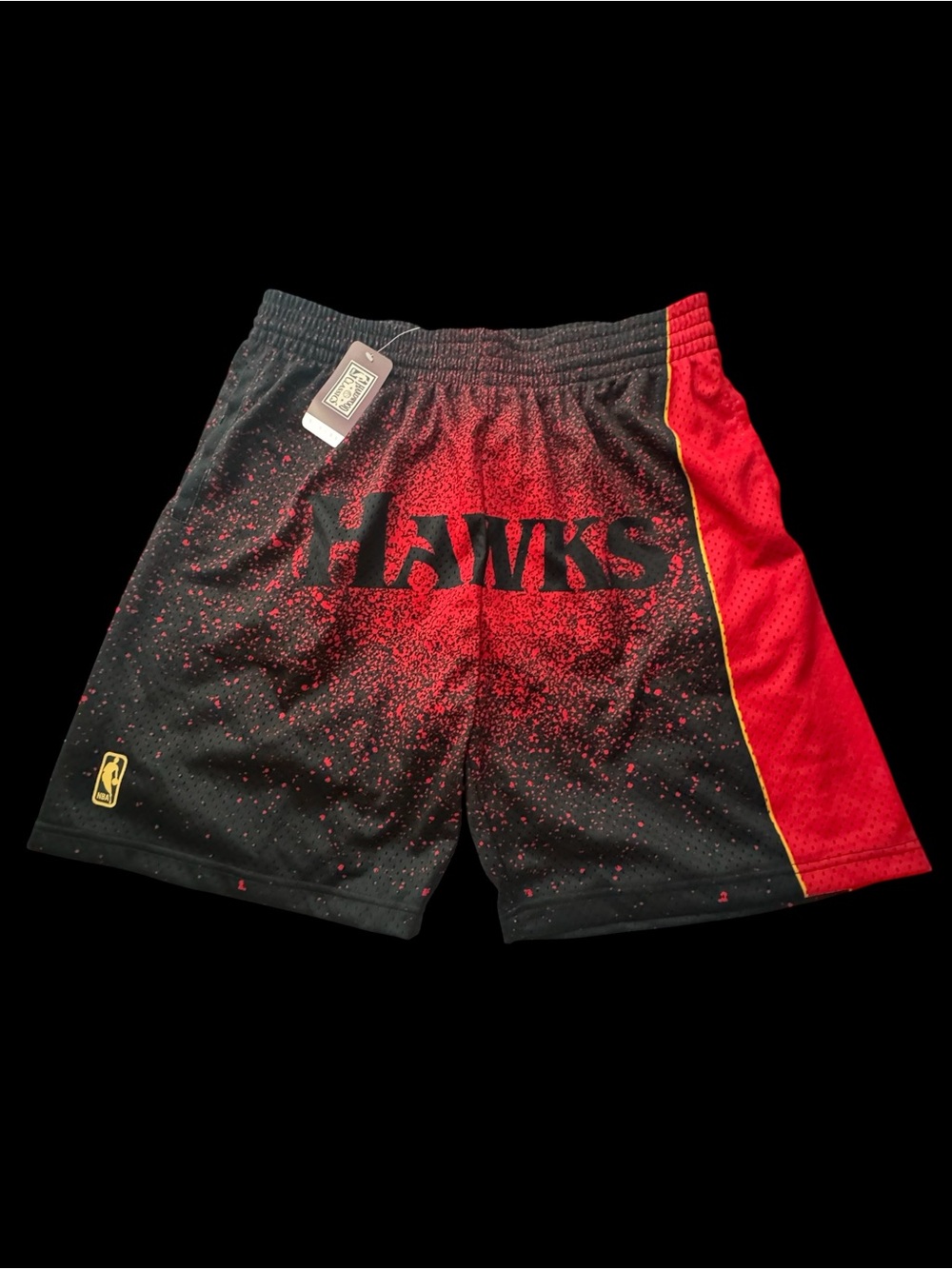 New men’s Mitchell & Ness NBA Hawks Black & Red Performance Basketball Shorts XL